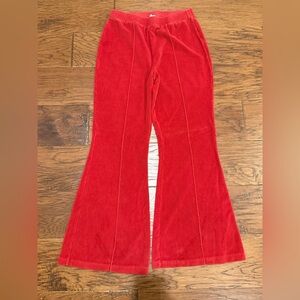 aerie Red Corduroy Flare Pants